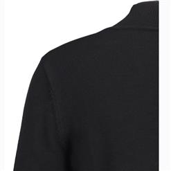 Women's Casual Long Sleeve High Neck Black Pullover Sweater N15660