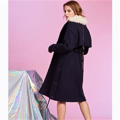 Women's Fashion Long Sleeve Lapel Button Overcoat with Belt N15670