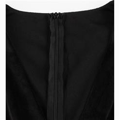 Women's Black Lantern Sleeve Deep V Neck Velvet Zipper Blouse N15796