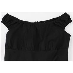 Women's Vintage Cap Sleeve Round Collar Houndstooth Print Patchwork Swing Dress N15425