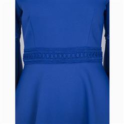 Women's Bell Sleeve V Neck Appliques A-Line Dress N15589