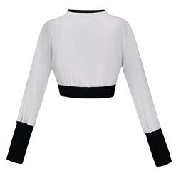 Women's Sexy Long Sleeve Round Collar Bare Midriff Pullover Tops N15464