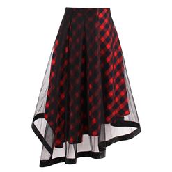 Fashion Women's High Waist Asymmetric Mesh Patchwork Skirt N14377