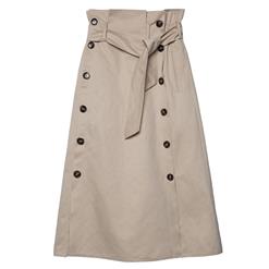 Fashion Khaki Skirt, A-line Skirt for Women, Khaki A-line Skirt, High Waist Casual Skirt, Khaki Casual Skirt, Fahion Button A-line Skirt, #N15711