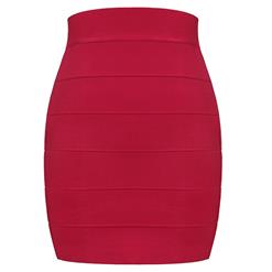 Women's Sexy Plain Red Elastic Bodycon Bandage Pencil Skirt N15625