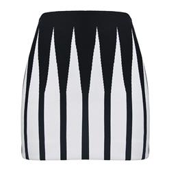 Women's Sexy Black and White Stripe Elastic Bodycon Bandage Mini Skirt N15624