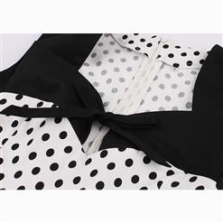 Women's Vintage Sleeveless Dot Print Plus Size Swing Dress N15505