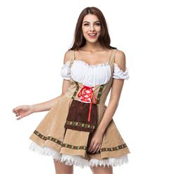 Christmas Cheer Costume, Women's Beer Girl Costume, Bavarian Beer Girl Costume, French Maid Waitress Clubwear, Oktoberfest Wench Adult Dirndl Dress, #N14570