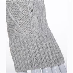 Women's Long Sleeve Round Neck Color Block Cable Knit Sweater N15810