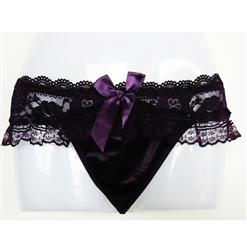 purple Lace Thong, Funny, Lace And Ribbon Detail, #PT0024
