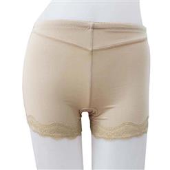 Ladies Sexy Beige Lace Hemline Open Hip Panties PT10491