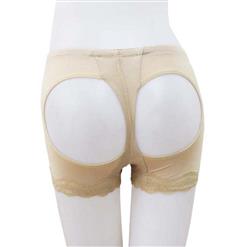 Ladies Sexy Beige Lace Hemline Open Hip Panties PT10491