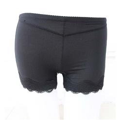 Ladies Sexy Black Lace Hemline Open Hip Panties PT10492