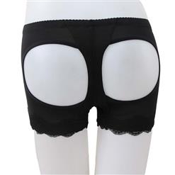 Ladies Sexy Black Lace Hemline Open Hip Panties PT10492