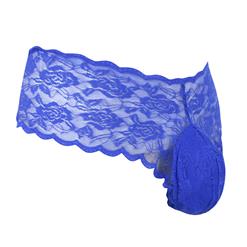 Men's Blue Sexy Floral Lace Panties Pouch Briefs Underwear PT16300