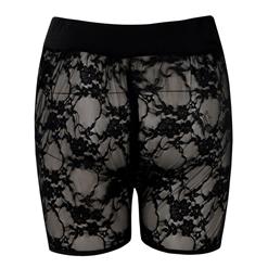 Sexy Black High Waist Lace Shorts See-through Panty PT16437