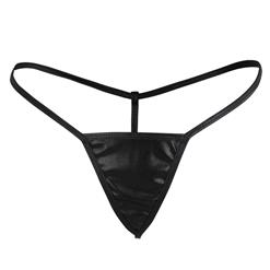 Sexy Black Low Waist Faux Leather Thong Night Club T-back PT16584