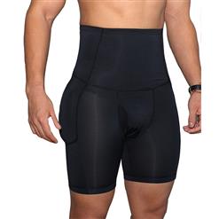 Men's Sexy Black High Waist Boxer Shorts Elastic Shapewear Underpants Cozy Male Undergarments PT18452