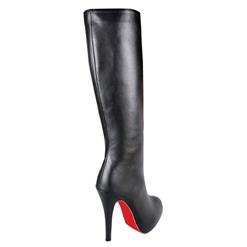 Noble Lady Black Faux Leather Knee-high Boots SWB20283