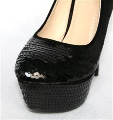 Black Sequin Court Shoes SWS12025