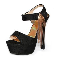 Tassels Satin Platform Sandals,Tassels Platform Sandals, Black Satin Sandals, #SWS20069