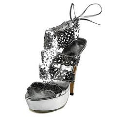 Silver Women Sandals, Hollowed Out Peep-toe Sandals, Silver Thin Heels, #SWS20151
