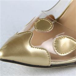 Fashion Gold Irregular Pattern Pointed Toe High-heeled Shoes SWS20327