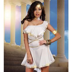 Goddess Shes Hot Costume, White Goddess Costume, White and Gold Goddess Costume, #W5841