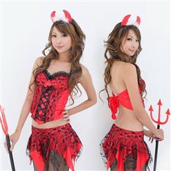 Sexy Halloween Demon Costumes, Bull Demon King Costume, Red Adult Devil Halloween Costume, #W8446