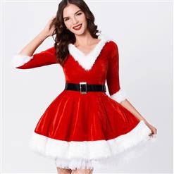 Lovable Red Santa Baby Velvet Holiday Dress XT10918