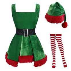 Women's Sexy Adult Elf Christmas Costume with Stockings XT15097
