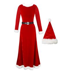 Women's Adult Santa Claus Sweetie Long Dress Christmas Costume XT15186