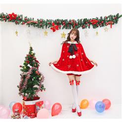 Women's Christmas Hooded Cape Cloak Costume with Shorts XT15259