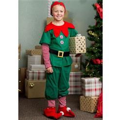 5pcs Boy's Elf Shirt and Cropped Pants Family Look Party Christmas Costume XT20048