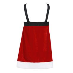 Women's Sexy Red Velvet Wide Straps Mini Dress Christmas Santa Girl Costume XT2823