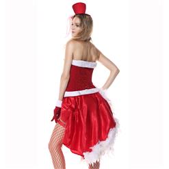 Red Santa Baby Corset O-hemline Neck-up Costume Matching with  Hat and GlovesXT6351