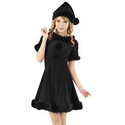 Fashion Black Velvet Short Sleeves Christmas Dress XT9715