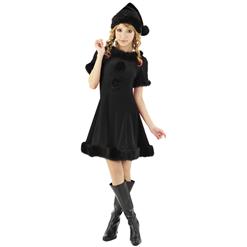 Fashion Black Velvet Short Sleeves Christmas Dress XT9715