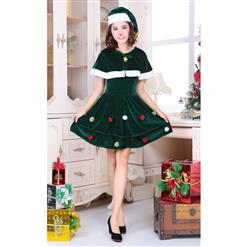 Cute Green Christmas Tree Dress Costume XT9729