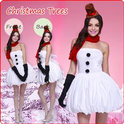 Elegant White Mini Dress Christmas Costume XT9732