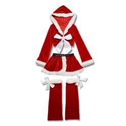 Fashion Sexy Red Big Bowknot Christmas Costume XT9801