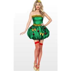 Green Christmas Dress, Sexy Green Christmas Costume, Comfortable Sleeveless Velvet Dress, Fancy Dress,   #XT9884