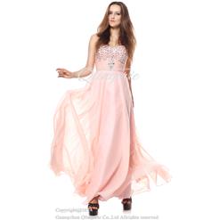 Fashion Pearl Pink A-line Sweetheart Sleeveless Empire Beading Floor-Length Prom Dresses Y30033