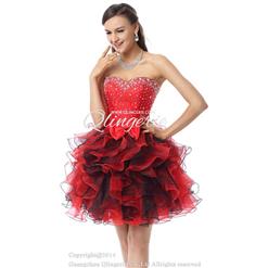 2015 Cute Red Sweetheart Mini-Length Empire Beading Ruffles Sweet 16 Dresses Y30042