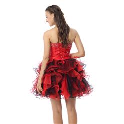 2018 Cute Red Sweetheart Mini-Length Empire Beading Ruffles Sweet 16 Dresses Y30042