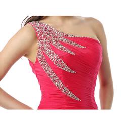 2018 Sexy Charming Rose Sheath/Column One-shoulder Beading Mini Cocktail/Party Dresses Y30043