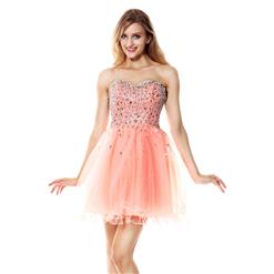 2018 Fancy Pearl Pink A-line Sweetheart-neck Lace Mesh Beading Short Sweet 16/Homecoming Dresses Y30050