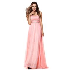 2018 Lovely Pearl Pink A-line Sweetheart Crystal Waist Chiffon Chapel Train Prom Dresses Y30052