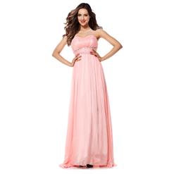 2018 Lovely Pearl Pink A-line Sweetheart Crystal Waist Chiffon Chapel Train Prom Dresses Y30052