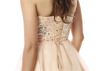 2015 Fashion Champagne Beading A-line Sweetheart Natural Waist Chiffon Short Homecoming Dresses Y30054